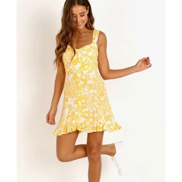 FAITHFULL The Brand Lou Lou Mini Dress Hestia Floral Jasmine Yellow & White 4