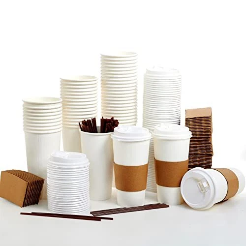 20 oz Paper Coffee Cups with Lids (50 Pack)