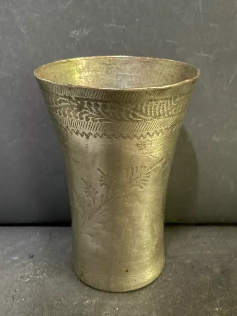 Antique Brass Lassi Drinking Glass TUMBLER Original Old Hand Crafted Engraved