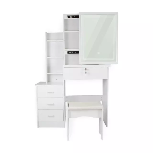 Dressing Table with Mirror Led White Makeup Vanity Table Stool Set with Lights