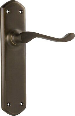 pair of antique brass windsor lever door handles and backplates,200 x 45 mm