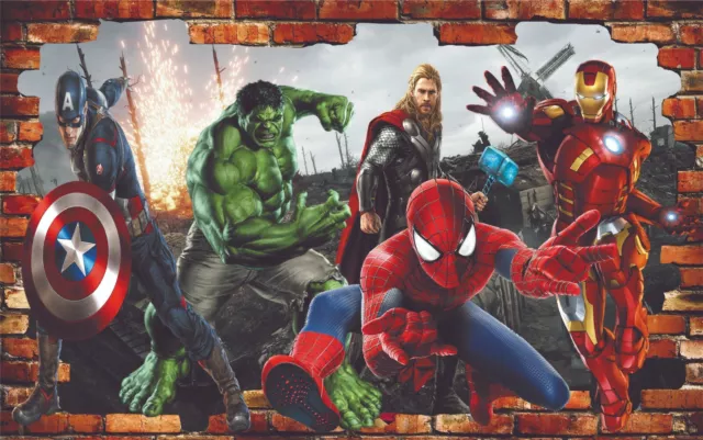 Decalcomania da parete Heroes Avengers Spiderman Ironman decorazione camera da letto bambini Z20