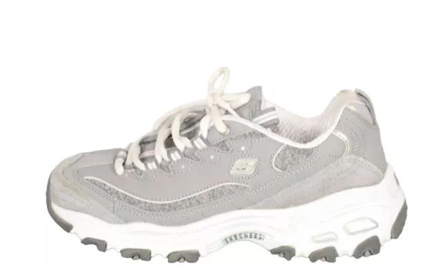 SKECHERS D'Lites Women's Gray Nylon Breathable Lace-up Sneakers Shoes Size 6.5 W