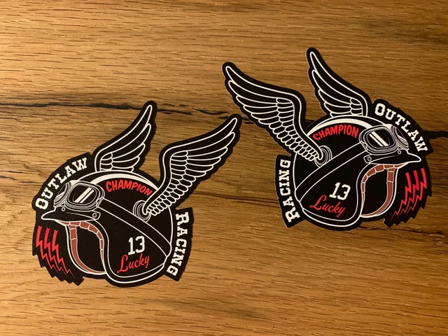 2x OUTLAW RACING Aufkleber Motorrad Sticker Tank 13 Cafe Racer Tracker V2 MG404