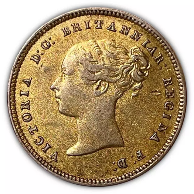 1856 Great Britain Queen Victoria 4 Fourpence Gold Plated XF Coin #2771