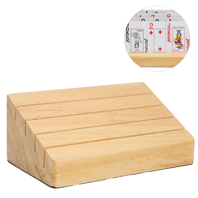 HURRISE Wood Playing Card Holder - 4-Slot Card Organizer For Adults & Seniors