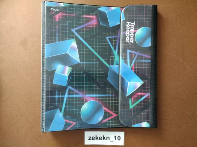 Vintage Style Retro 80s Mead Trapper Keeper 1" Round 3 Ring Binder 3D Shapes