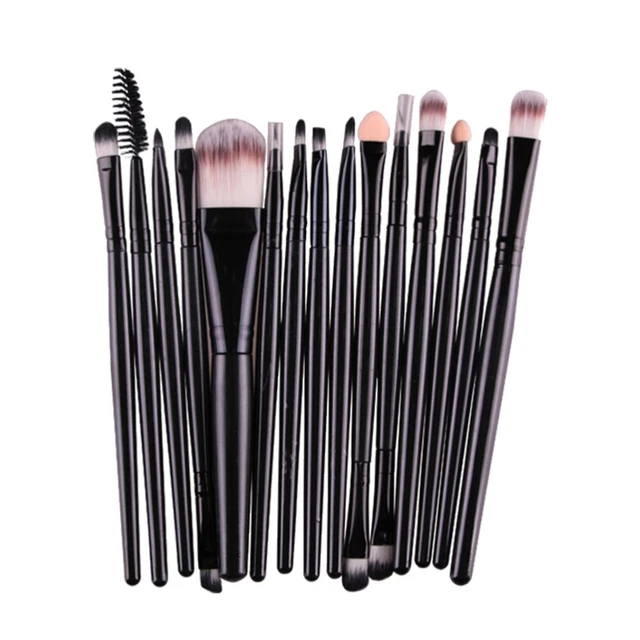 15pcs Plastic Handle Nylon Bristles Makeup Brush Cosmetics Powder Blush Brush