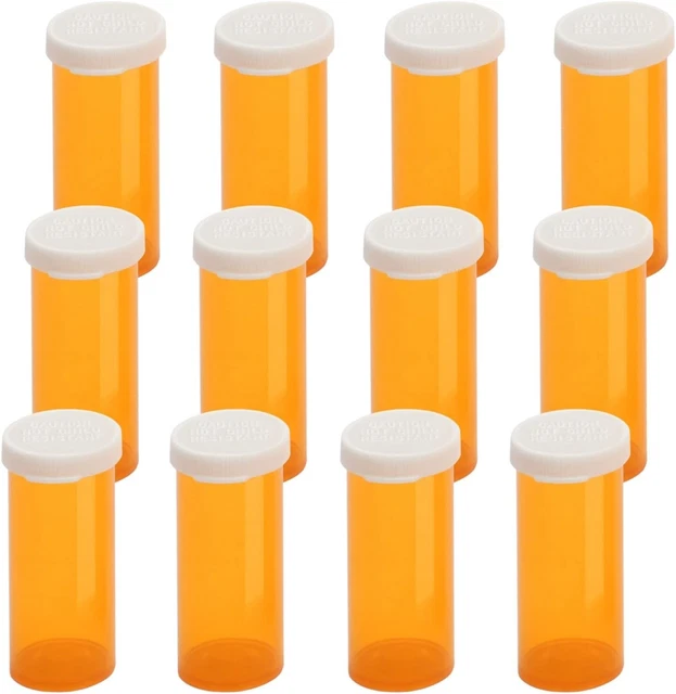 12 botellas de plástico vacías con tapas a presión de fácil apertura no resistentes a los niños 6 dram