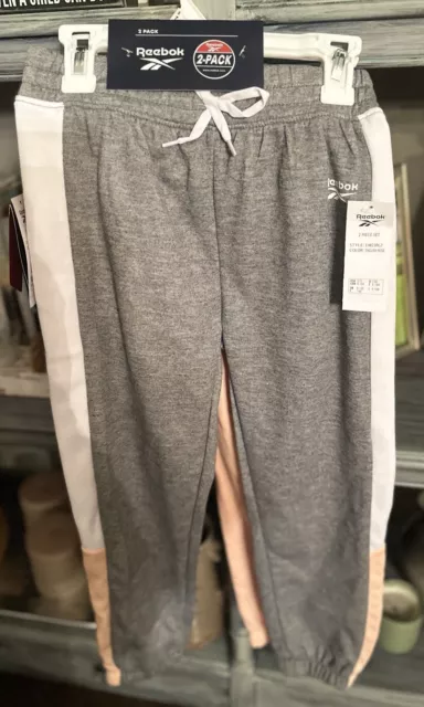 NWT! Kids Unisex Reebok Sweatpants Two Pack Colors English Rose Gray Sz 7/8 MED