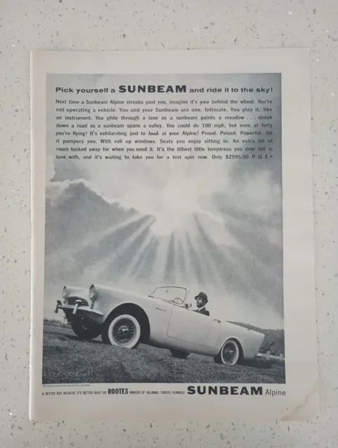 1961 Sunbeam Antique Car Ad Alpine Roll Up Window Hillman Singer Humber Cdmr61