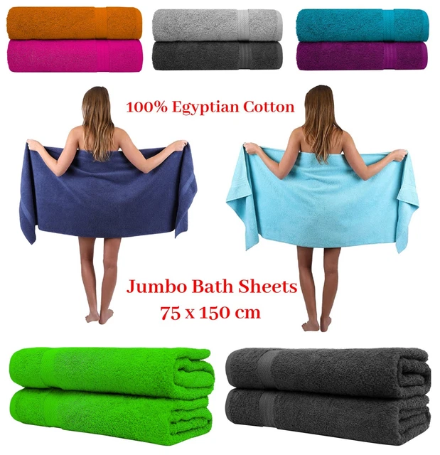2x Extra Large Super Jumbo Bath Sheet Soft 100% Egyptian Cotton Big Bath Towels