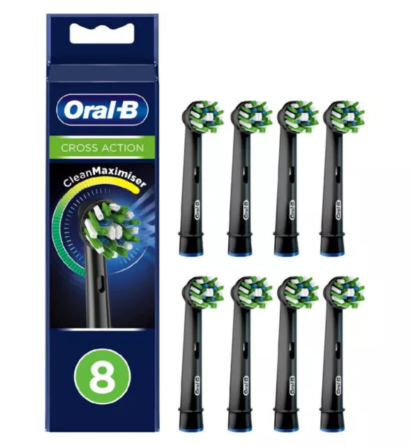 Oral-B CrossAction Toothbrush Heads - Pack Of 8（Black) UK