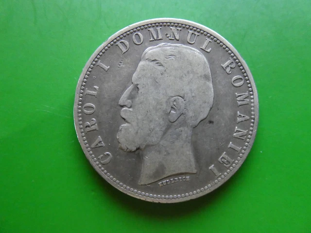 Rumänien, 5 Lei, Carol I., 1880, Silber, original