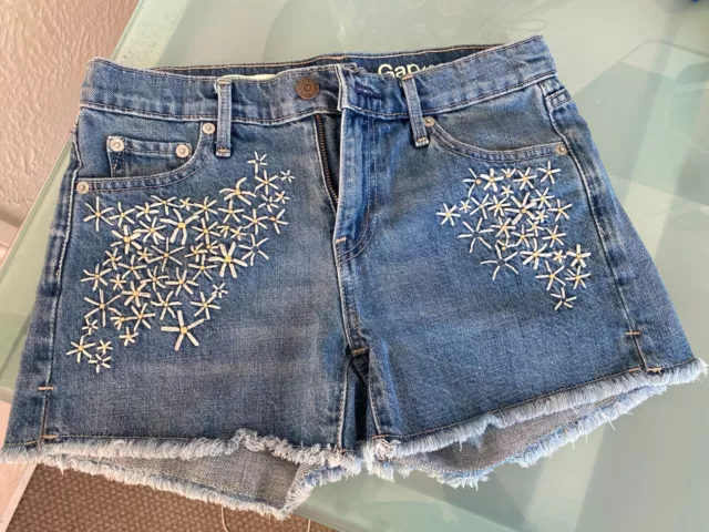 Gap "Original Best Girlfriend Short" Women's Embroidered Jean Shorts Size 25