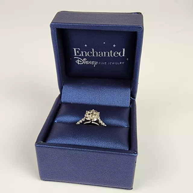 Enchanted Disney Belle 1/2Ct Round Cut Diamond Engagement Ring Size 6.75 14k WG