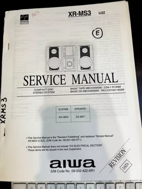 AIWA XR-MS3 XR-MS3U XR-MS3EZ Repair Service Manual FROM THE USA **ORIGINAL**