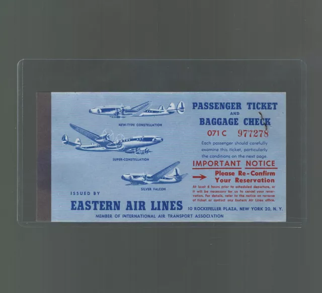 1954 Eastern Air Lines Passenger Ticket San Francisco USA to St Louis via Miami