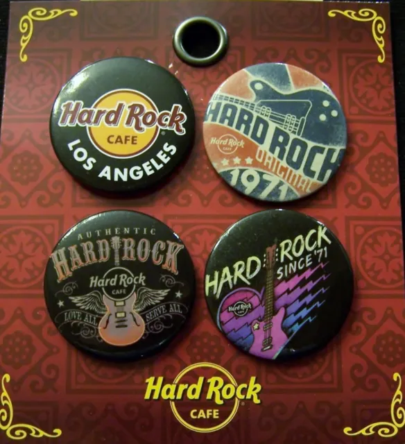 Hard Rock Cafe Los Angeles 4 Pack Of Different Buttons - New