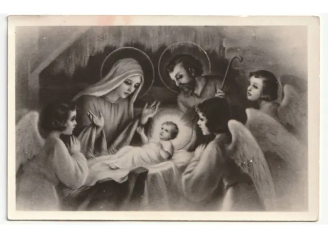 natività Gesù sacra famiglia angeli cartolina religiosa natalizia d'epoca