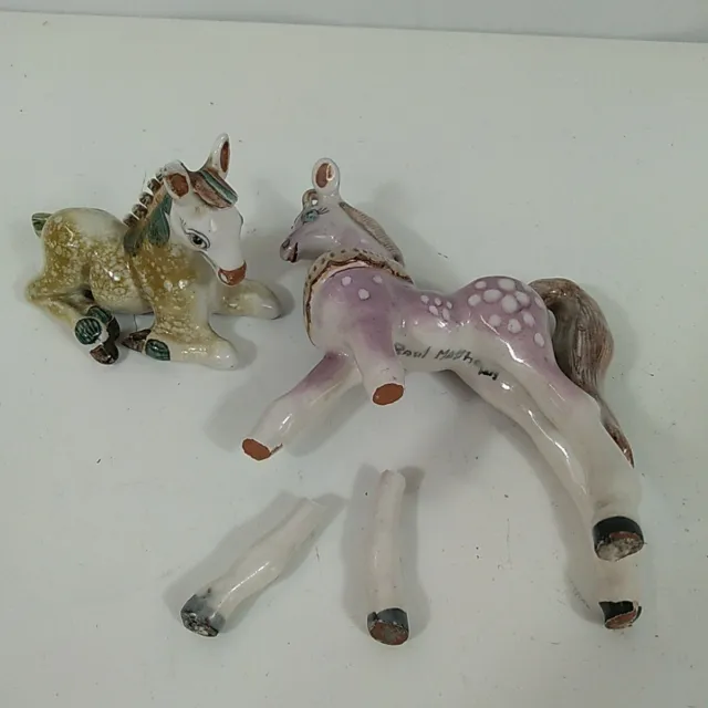 Basil Matthews Theodore Horse Figurine Foal Sitting Mid Century Purple Standing