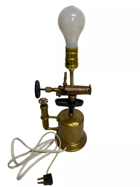 Handcrafted Blowtorch Table Lamp made from Antique Blowtorch - with lamp shade