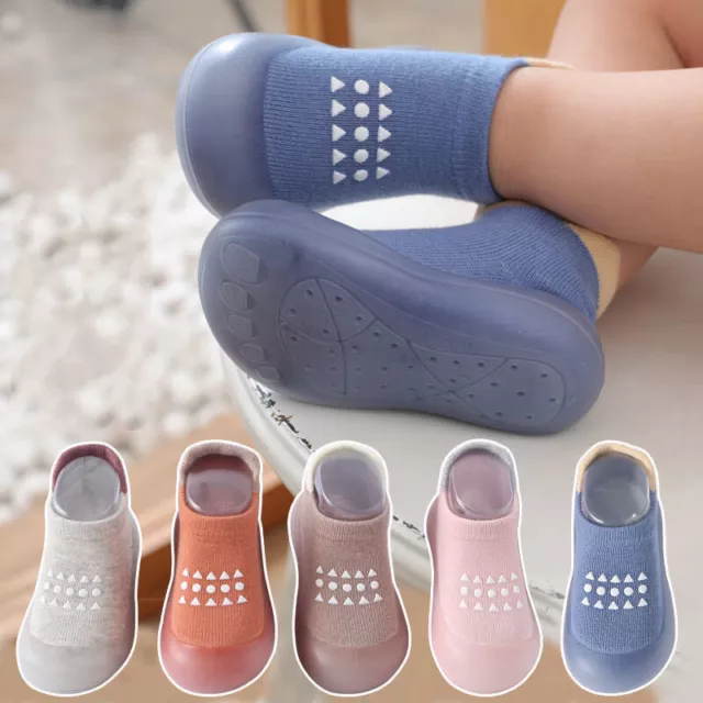 Newborn Girls Kids Baby Boys Soft Sole Walking Cotton Socks Non-Slip Shoes Size