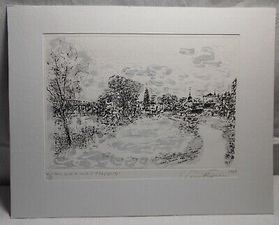 GRAVURE SUR ACETATE RANS VU DE LA ROUTE D'ETREPIGNEY JURA  ERIC VAUTHERIN 4/30 