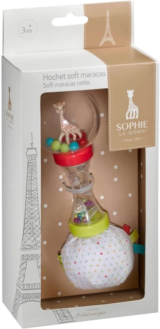 Baby sensorisches Rasselspielzeug Sophie La Girafe weich Maracas Rassel strukturiert einfach zu greifen