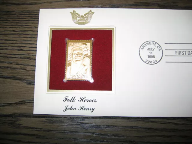 JOHN HENRY FOLK HEROES Gold Golden Cover Stamp replica 1996