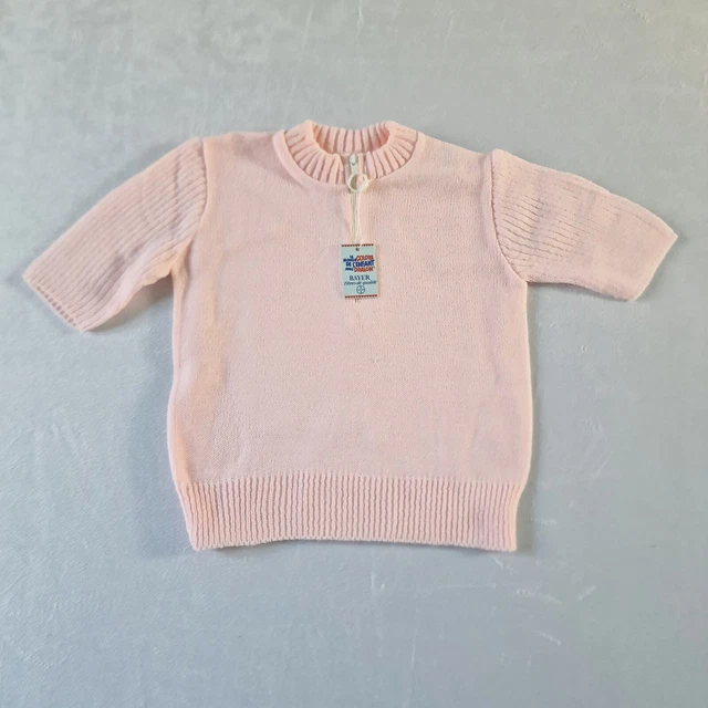 Vintage 1970s Baby Top | 12-18 months | Pink Dralon Deadstock 1/4 Zip KA73