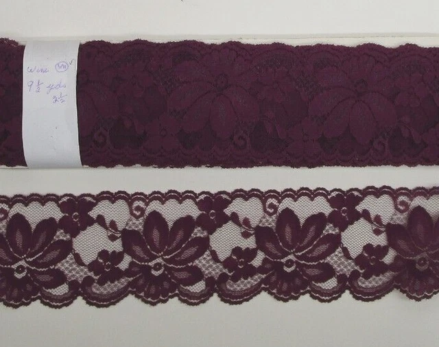 Vintage WINE Scalloped Lace Trim 2 1/2” Wide x 9 1/2 YARDS NOS