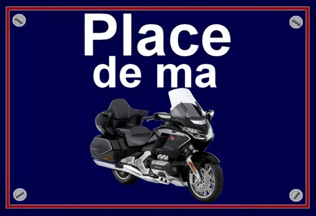 plaque " PLACE DE MA HONDA GOLDWING 1800 noire 2018  "