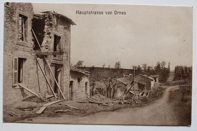 cpa rue principale village Ornes meuse bataille de Verdun 1916