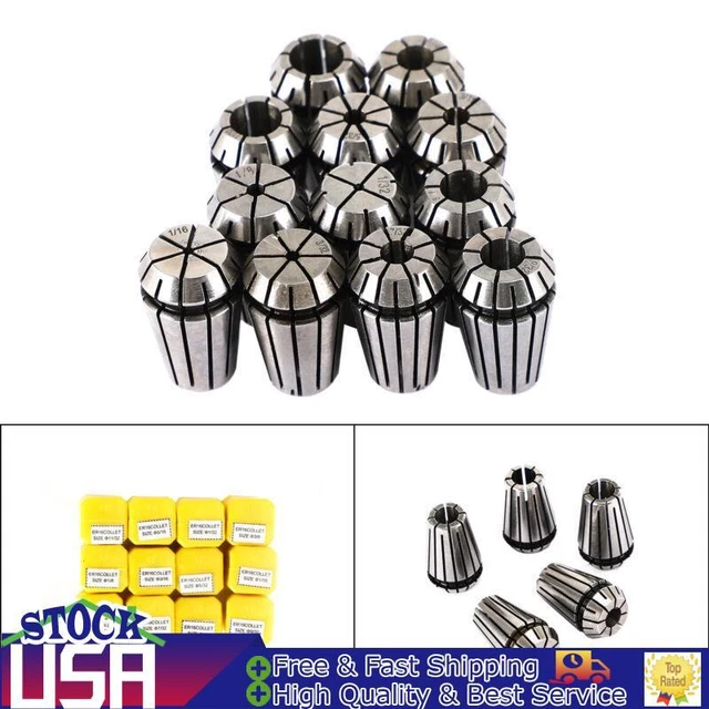 ER16 Spring Collet Set For CNC Milling Lathe Tool Engraving Machine Steel 12Pcs