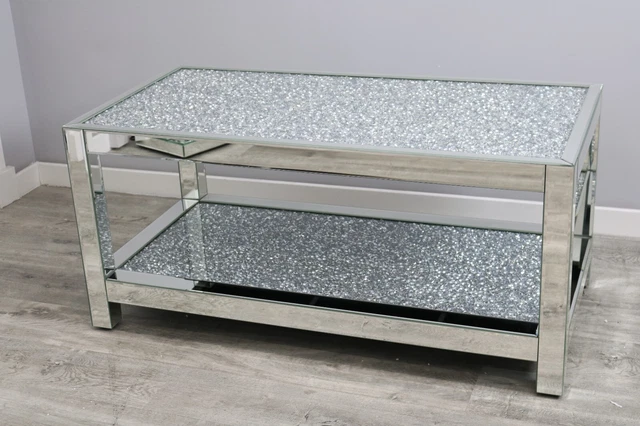 Mesa de centro de dos niveles Gatsby Mocka Diamond Crush efecto cristal/efecto cristal