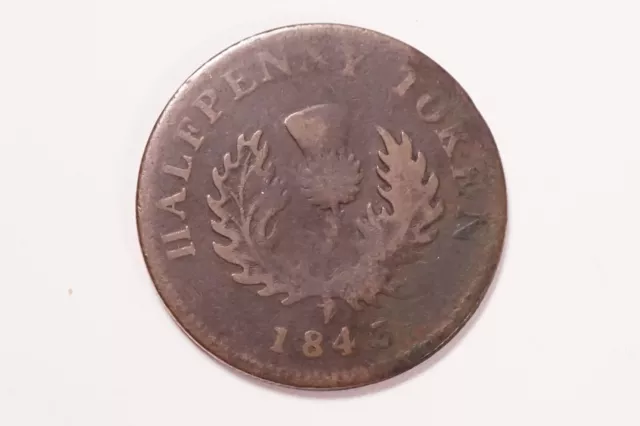 CANADA 1843 Nova-Scotia Victorian Half Penny Token NS-1F1 #MON-1111