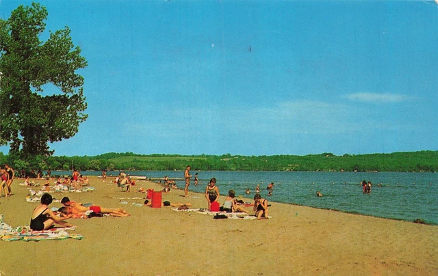 Saratoga Molla New York ~Kaydeross Park-Beach-Lake~ 1966 Cartolina