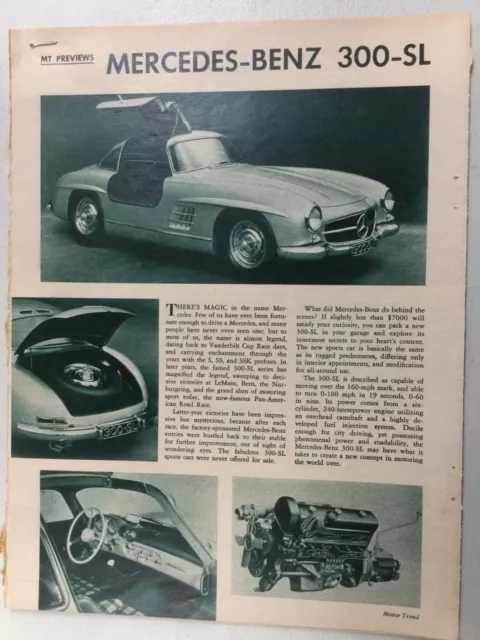 MBArt32 Article Preview Pictorial Mercedes Benz 300 SL & 190 SL April 1954 2 pg