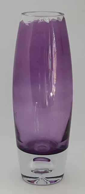Purple stained clear glass vintage Art Deco antique tall vase