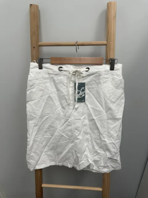 BNWT Victoria Hill Stretch Waist Cargo Skirt Size 14 White Linen