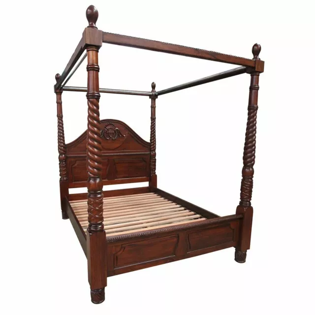 Solid Mahogany Victorian King Canopy Bed Antique Style Bedroom Furniture 2