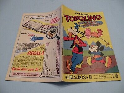 Topolino Albi Della Rosa N.201 Mondadori 1958 Originale Molto Buono
