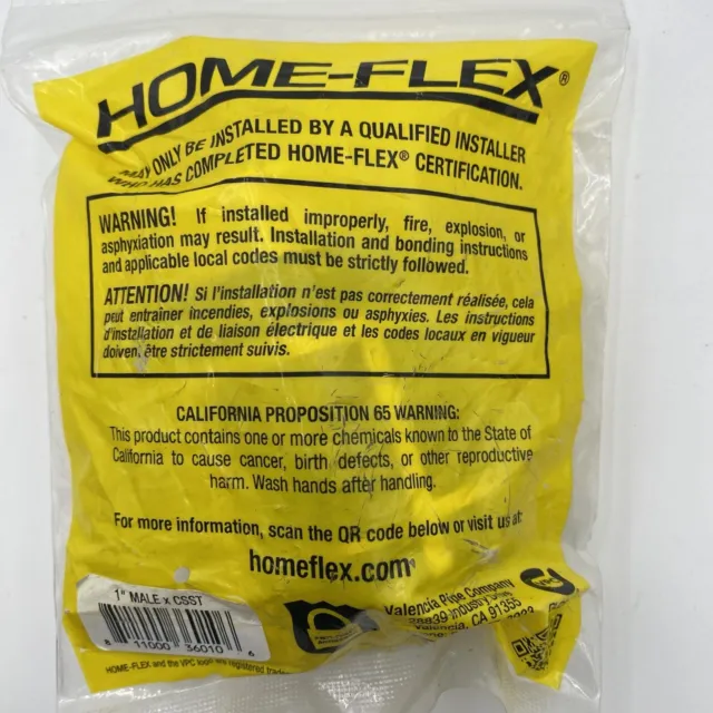 Accesorios HOME-FLEX CSST 1"" x 1"" MIPT latón adaptador macho duradero plomería doméstica