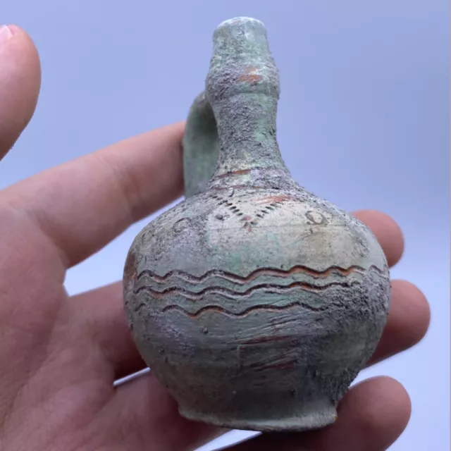 Very rare ancient greek twin handled terracotta amphora vessel 3