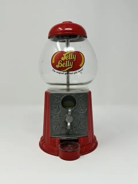 Coin Bank Jelly Belly Bean/Gumball Machine Dispenser Glass & Metal Tested-Works!