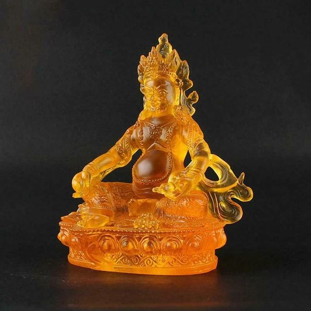 5.7" Feng Shui Tibet Tibetan Buddhism Statue Yellow Jambhala Buddha