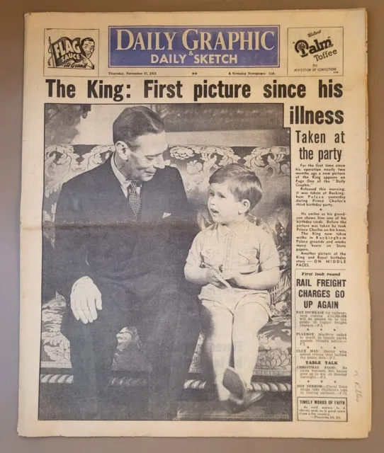 Daily Graphic Newspaper - 15th November 1951: The King & a Young Prince Charles