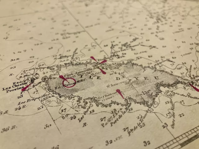 Carte Marine ancienne de Belle-Île à l'Île d'Yeu 2