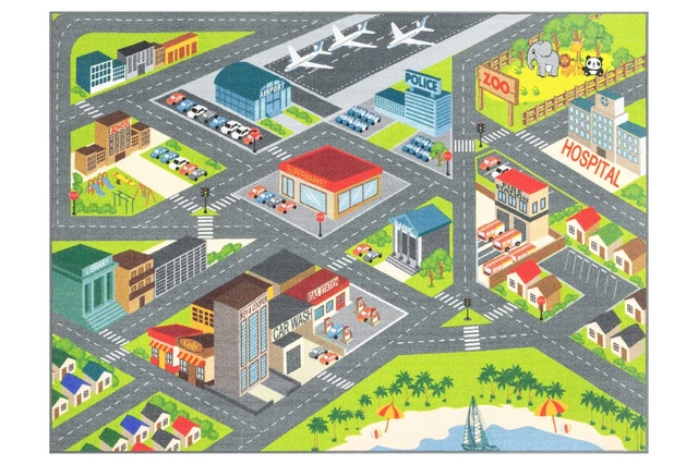 KC CUBS Road Play Map City Car Vehicle Traffic Educational Learning & Fun Gam...